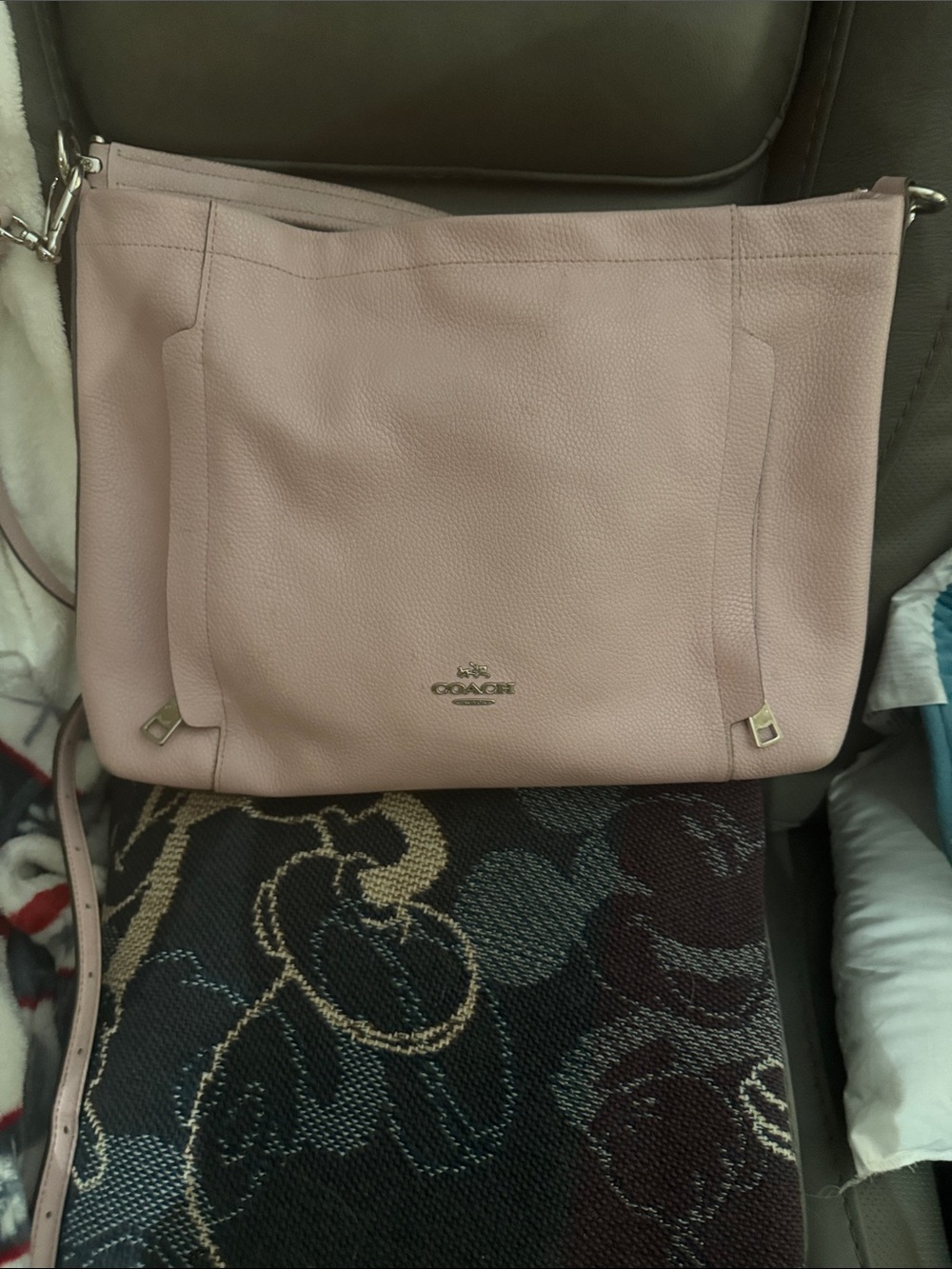 Coach Pebbled Leather Shoulder Bag in Light Pink